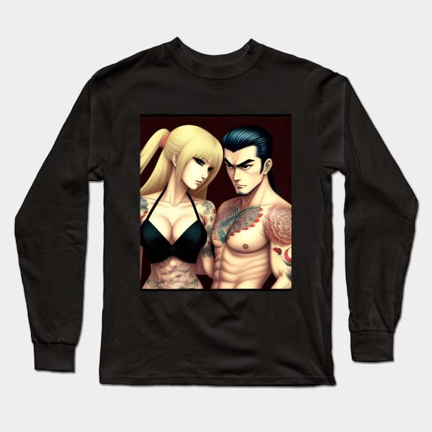 Manga tattoo couple boyfriend girlfriend Long Sleeve T-Shirt by animegirlnft